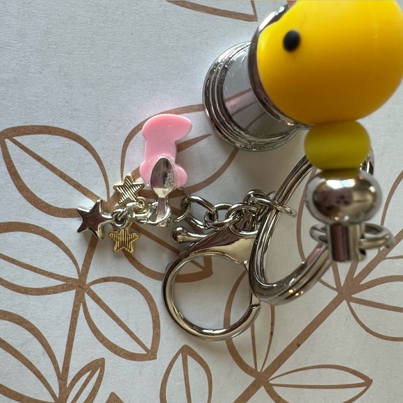 Pacman Keychain with Pink Ghost and Yellow Charm - Pac Man Nostalgic - Picture 7 of 8